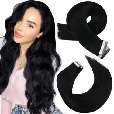 Imagem de Extensões de Cabelo Moresoo - Fita Adesiva Preta 18 Polegadas (50g) - 