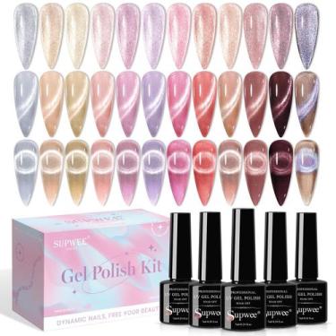 Imagem de Verniz em Gel para Unhas SUPWEE Crystal Cat Eye - 12 Cores de 7ml com 