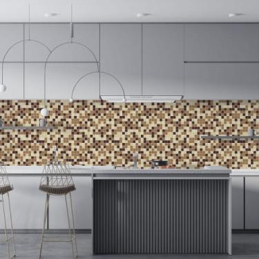 Imagem de Papel De Parede Adesivo Pastilhas Lavável - AUM Adesivos, Marrom