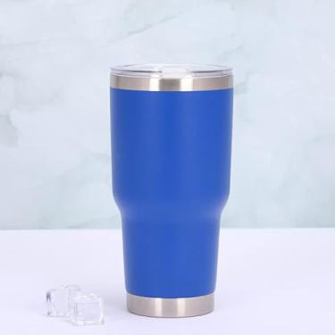 Imagem de ZAFiNCO Copo a vácuo de 850 g - Caneca/copo de café térmico isolado a vácuo revestido a pó de aço inoxidável com tampa para viagens, esportes e todas as atividades ao ar livre (azul, 850 g)