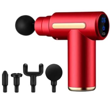 Imagem de Massageador Elétrico Portátil Pistola Muscular Recarregável Profissional Massagem Miofascial Alívio Dores Relaxamento (Vermelho)