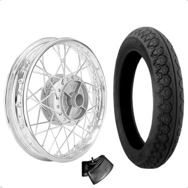 Imagem de Roda Traseira Biz 125/110 4mm Alinhada com Pneu e Camara