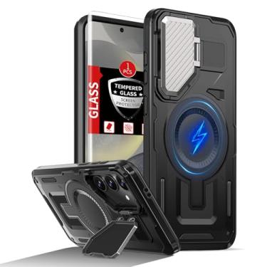 Imagem de FRLMOOES Capa para Samsung Galaxy S24 Plus compatível com carregamento MagSafe magnético sem fio, com suporte para capa de câmera, com protetor de tela, proteção resistente à prova de choque para S24+