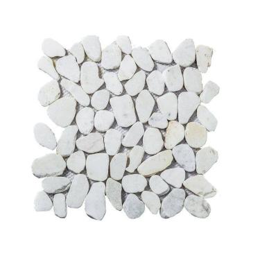 Imagem de Kit com 1m² de Pedra Natural Seixos Placa de 30cm X 30cm Glass Mosaic Branco
