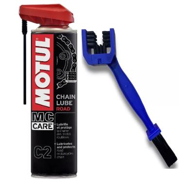 Imagem de Kit com Lubrificante Motul C2 para Corrente Moto Bike 0,4l + 1 Escova limpa Corrente