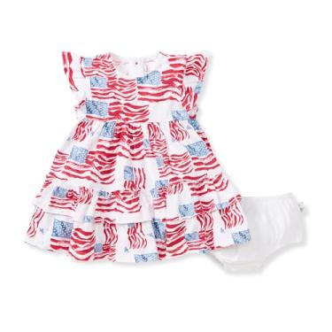 Imagem de Burt's Bees Baby Vestido para bebês meninas, bebês e crianças, manga curta e longa, 100% algodão orgânico, Conjunto de bandeiras magestic, 24 Meses