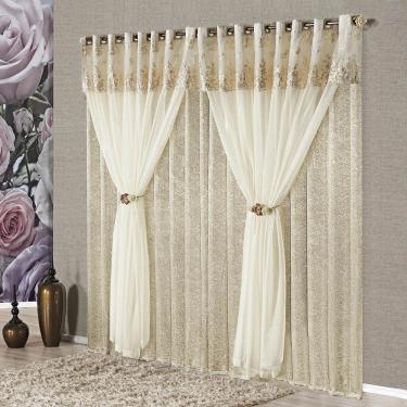 Imagem de Cortina Nobreza Luxo Amassada E Voal 2,00 X 1,70 Bronze