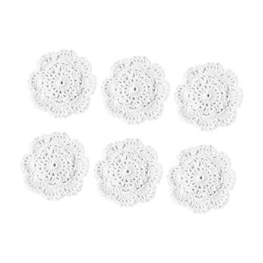 Imagem de WeiLaiKeQi 6 peças de jogos americanos de algodão em crochê à mão, jogos americanos resistentes ao calor, porta-copos de algodão em crochê para cozinha de, Bege