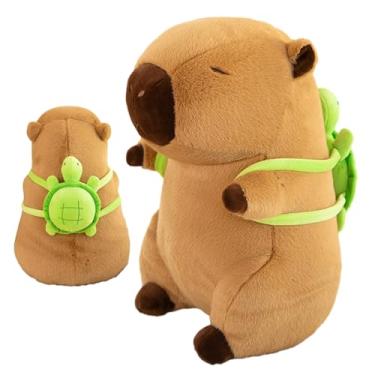 Imagem de Pelúcia Capivara,Almofada de pelúcia fofa | Pelúcia de capivara durável e resistente ao desgaste com mochila de tartaruga para decoração de casa Pochy