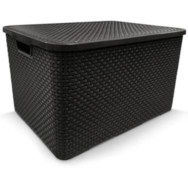Imagem de Caixa Organizadora Com Tampa Preta Rattan 7 L (1)
