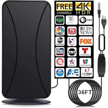 Imagem de YEHOBU Antena De Tv Para Smart Tv, Alcance Mais 900 Milhas, Digital, Interna E Externa, Com Amplificador Sinal, Canais Locais, Recepção 360°, 4K, 1080P, Hd, Vhf, Uhf, Todas As Tvs/Antigas - Cabo Coa