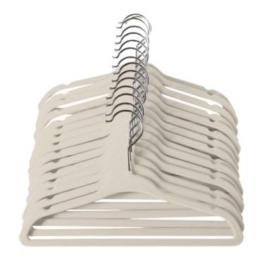 Imagem de Kit 50 Cabide Infantil Veludo Slim Antideslizante Ultra Fino(Bege - Largura 33cm)