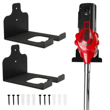 Imagem de AutoRocking Pacote com 2 prateleiras de armazenamento de ferramentas elétricas de jardim, suportes de ferramentas resistentes para paredes de garagem, aparador de grama e aparador de cerca viva