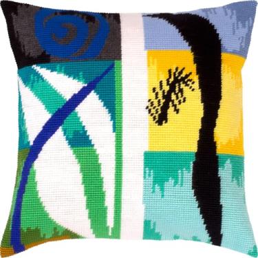 Imagem de Kit de ponto cruz estampado artístico para adultos e iniciantes — Beasts of The Sea por Henri Matisse 40,6 cm × 40,6 cm com design impresso claro e preciso em tela de algodão; inclui agulhas e fio