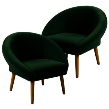 Imagem de Jogo 2 Poltronas para Sala de Estar Moderna Aconchegante Tecido Veludo MOBLAN decor (Verde musgo)