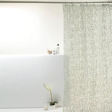 Imagem de Cortina  Para Box Banheiro PVC Antimofo 198x180cm  - Pastilha Prata