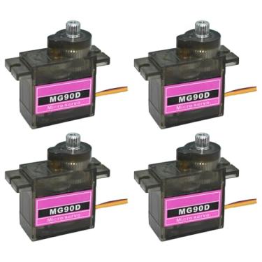 Imagem de HOOYIJ 4 Pack MG90D Full Metal Gear Digital Micro RC Servo Mini Servos Motor Upgraded SG90 for Arduino RC Smart Car Robot Arm 450 Aircraft Boat DIY Projects 180 Degree PWM500-2500