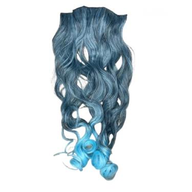 Imagem de Aplique Tic Tac de Cabelo Orgânico 70cm 150g – Textura Natural Similar ao Cabelo Humano (1T/BLUE_ONDULADO)