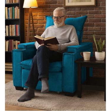 Imagem de Poltrona Papai Reclinável Pulse Porta Copos Carregador usb Turquesa