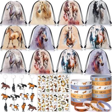 Imagem de Lembrancinhas de festa, suprimentos de aniversário com tema de cavalos SNLN para 12 crianças