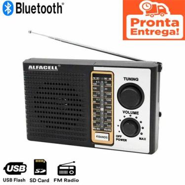 Imagem de Rádio Portátil 4 Bandas Alfacell AL09 Lanterna USB Sd AM, FM, SW  Alta