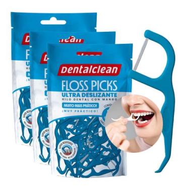 Imagem de Kit 3 Flosser Fio Dental Individual Forquilha com Haste Resistente 90u