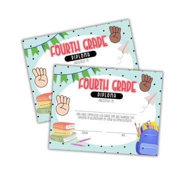 Imagem de Certificado de graduação de diploma de quarta série, pacote com 30 unidades, 21,6 x 28 cm, Superlatives Class Awards Achievement Completion Recognition Teachers Polka Dot 4th