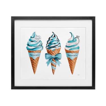 Imagem de Stupell Industries Cones de sorvete glam azul impressão moldura preta sob vidro design por Amanda Greenwood, 33 x 40