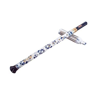 Imagem de Flauta para iniciantes flauta bawu flauta de bambu flauta de porcelana branca chinesa para iniciantes instrumento musical removível (tecla F/G) instrumento musical