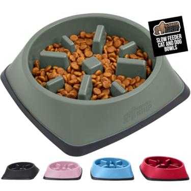 Imagem de GORILLA GRIP Tigelas para cães com alimentação lenta pendente de patente, brinquedo interativo para cães e gatos, mantém os animais de estimação ocupados e evita que os filhotes comam demais, todas as