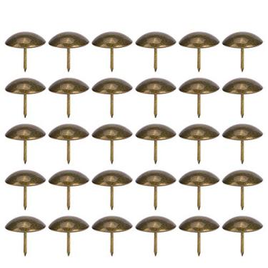Imagem de 30 peças de tachas de estofamento, engrossamento de ferro cabeça redonda pregos de estofamento pinos de desenho decorativo tachas de polegar para móveis sofá armário porta decoração bronze (25 * 25 mm