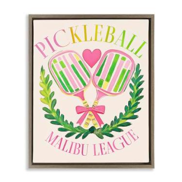 Imagem de Stupell Industries Arte de parede Pickleball Malibu League marrom emoldurada em tela flutuante por Jess Stempel, 78 x 63 cm