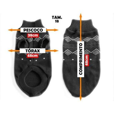 Imagem de Roupa para Pet Jacquard Medio Porte - Kowak, Cinza-Escuro, M