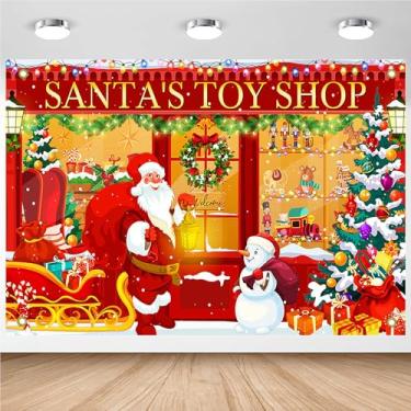 Imagem de Avezano Pano de fundo de Natal, faixa vermelha da loja de brinquedos do Papai Noel, pano de fundo para fotografia, decoração de loja de brinquedos do Papai Noel, decoração para festa de Natal