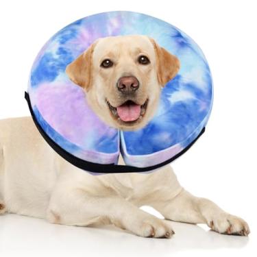Imagem de Coleira inflável para recuperação de cães, coleira de cone para pós-cirurgia, evita que cães mordam e arranhem feridas coleiras eletrônicas para ajudar na cura da coleira macia de recuperação de