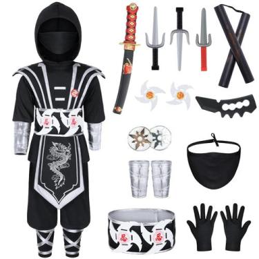 Imagem de Fantasia Bosvin Ninjia para meninos de 10 a 12 anos com brinquedos de 