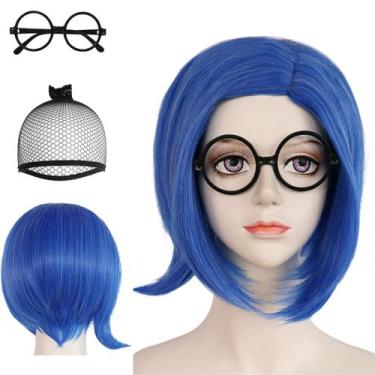 Imagem de Peruca Joneting Blue Sad Short Straight Bob para mulheres
