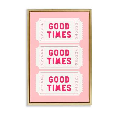 Imagem de Stupell Industries Good Times Ticket Stubs Arte de parede em tela flutuante emoldurada dourada, design por Lettered and Lined, 25 x 17