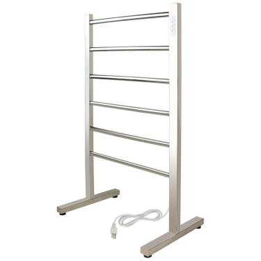 Imagem de Aquecedor de toalhas WarmlyYours, modelo freestanding com 6 barras, aço inox polido, plug-in com timer embutido.