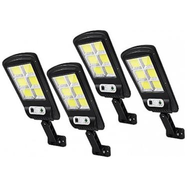 Imagem de Luminária Solar Externa 120 LED com 3 Modos e Controle Remoto, 4 Unidades, WEGITCS, Preto