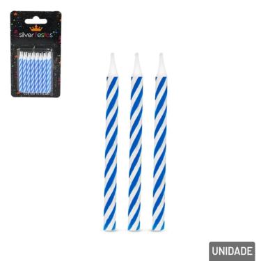 Imagem de Vela Aniversário 16 Peças Palito Azuls - Tudo em Caixa