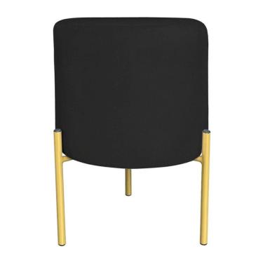 Imagem de Puff Decorativo Soren Suede Preto Pés De Ferro Dourado - Pallazio
