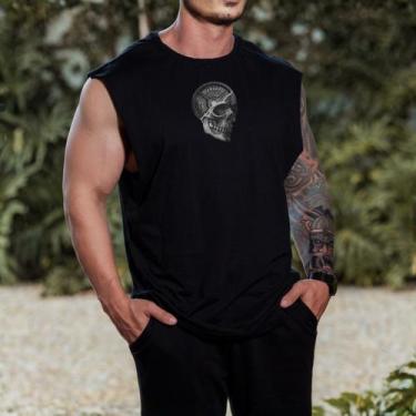 Imagem de Regata Masculina Fitness Algodão DTF Premium Treino Academia Casual - 