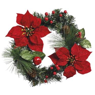 Imagem de Guirlanda Bico de Papagaio Berries Vermelho 36cm Enfeite Natalino Porta Decoração Premium