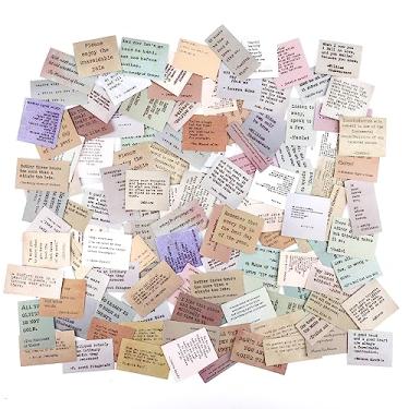 Imagem de 180 peças de adesivos retrô de máquina de escrever - citações motivacionais à prova d'água e palavras positivas para planejador, diário, scrapbooking, garrafa de água, laptop