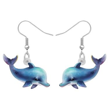 Imagem de Brincos de golfinho azul fofos de acrílico com pingente de animais do oceano, joias para mulheres, acessórios marinhos, presentes, berloques, Medium, Acrílico, Sem pedra preciosa