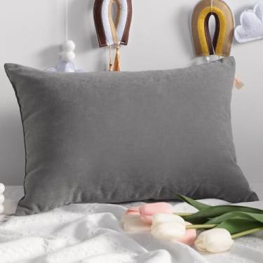Imagem de Travesseiro de viagem, travesseiro alternativo de 33 x 45 cm, lavável na máquina - 1 pacote com almofada pequena macia e respirável, cinza escuro