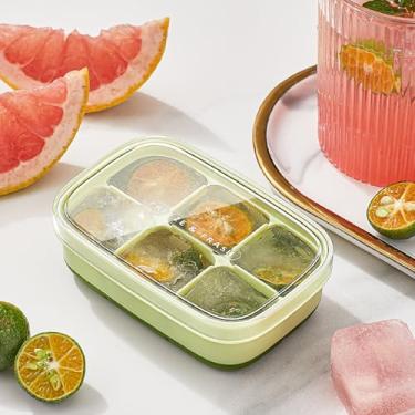 Imagem de Bandeja de cubos de gelo, coberta e empilhável, tampa removível sem derramamento para coquetel de uísque, 1 peça