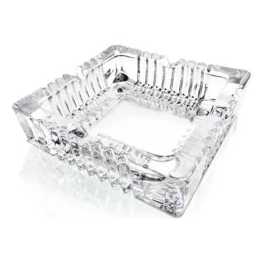 Imagem de Cinzeiro De Vidro 12 Cm Quadrado Para Mesa Cristal Cor Trans