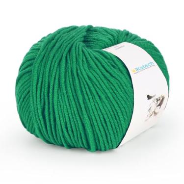 Imagem de Katech Fio de algodão para crochê - 55% algodão 45% acrílico - 4 médios (penteado) - fio de algodão de leite super macio - ótimo kit inicial de crochê e tricô para artesanato colorido (verde escuro)
